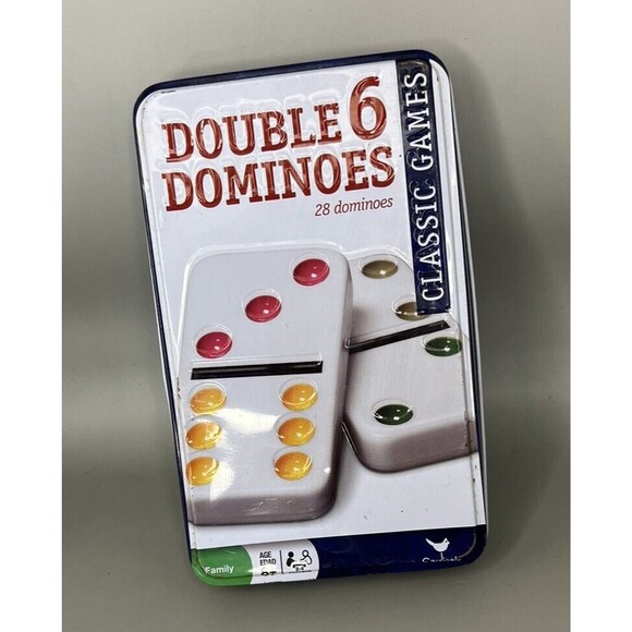 Double Six Color Dot Dominoes in Tin Box Cardinal Classic Games - Picture 1 of 2